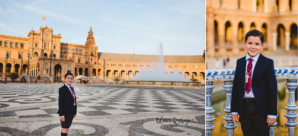 Blanca Quiroga. Fotografia comunion plaza de España y parque Maria Luisa en Sevilla