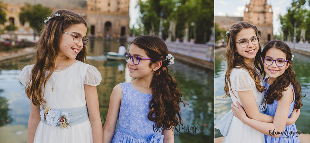 Blanca Quiroga. Fotografía comunion Plaza de España en Sevilla