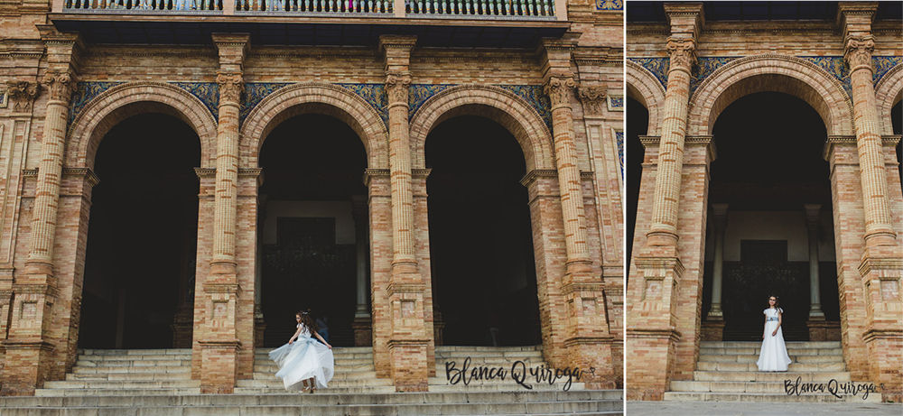 Blanca Quiroga. Fotografía comunion Plaza de España en Sevilla