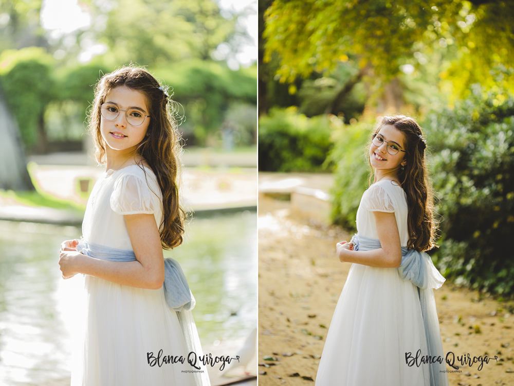 Blanca Quiroga. Fotografía comunion Plaza de España en Sevilla