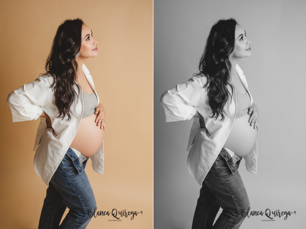 Blanca Quiroga. Fotografía embarazo estudio en Sevilla