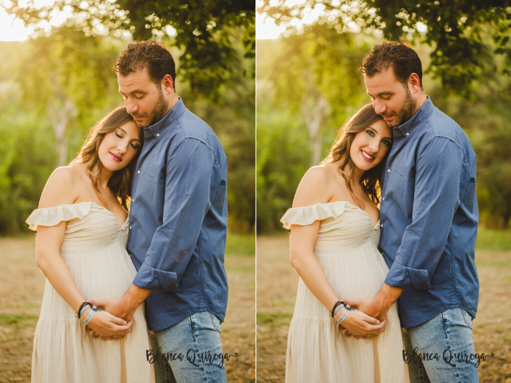 Blanca Quiroga. Fotografía de embarazo en el parque. Sevilla