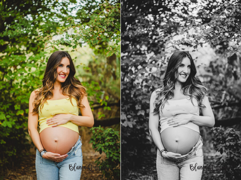 Blanca Quiroga. Fotografía de embarazo en el parque. Sevilla